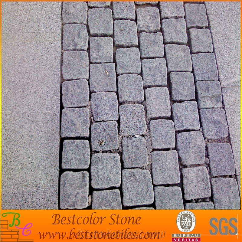 G654 Cobblestone, Black Granite Kerbstone, Black Stone Paving Stone