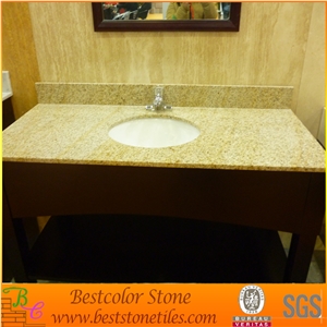 G682 Eased Polished Granite Vanity Tops for Bathroom Washing, Golden Yellow Bath Tops