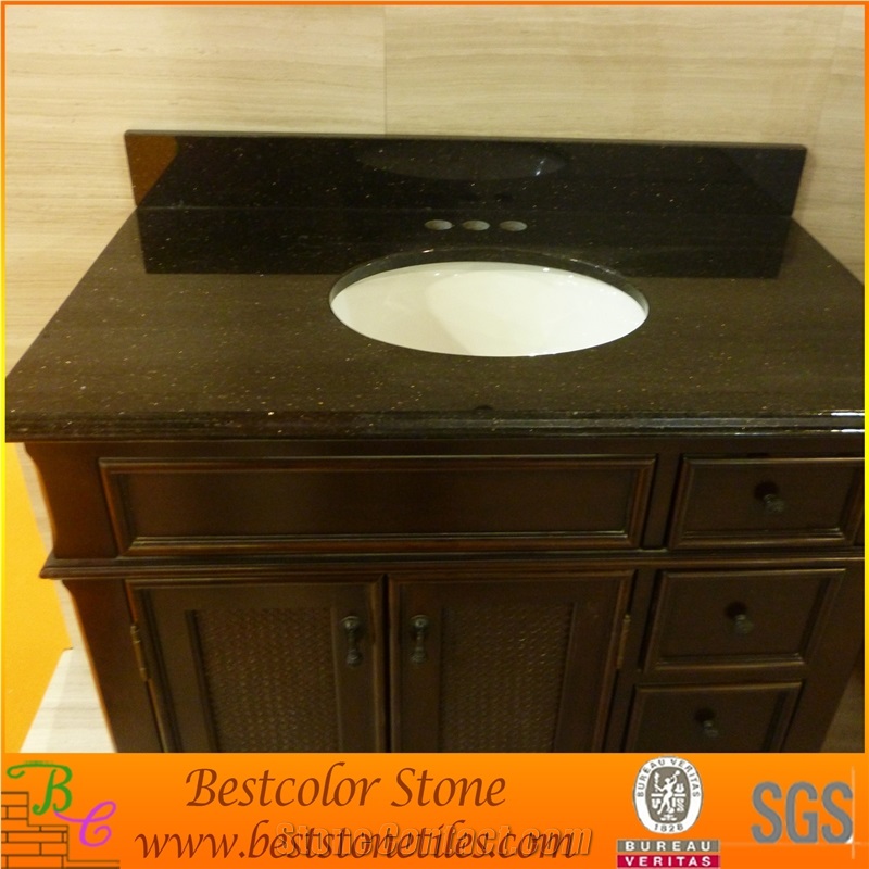 Black Granite Tops With Undermount Sink, Bathroom Granite Countertop With Undermount Sink