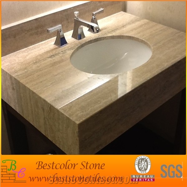 Marble Stone Vanity Top with Ceramic Sink for Bathroom, Hotel Project