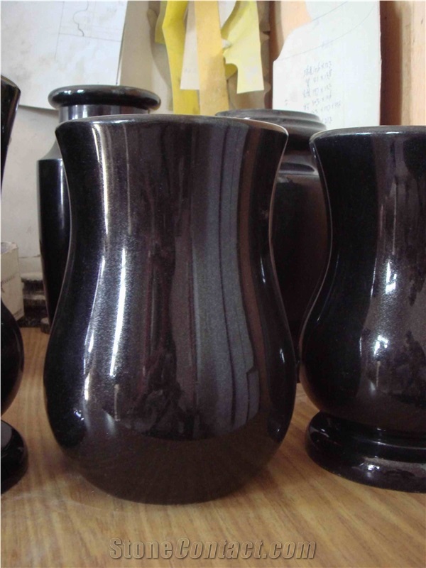Shanxi Black Granite Urn, Vase & Bench