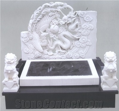 White Marble Carving Tombstone, Headstone,Monument