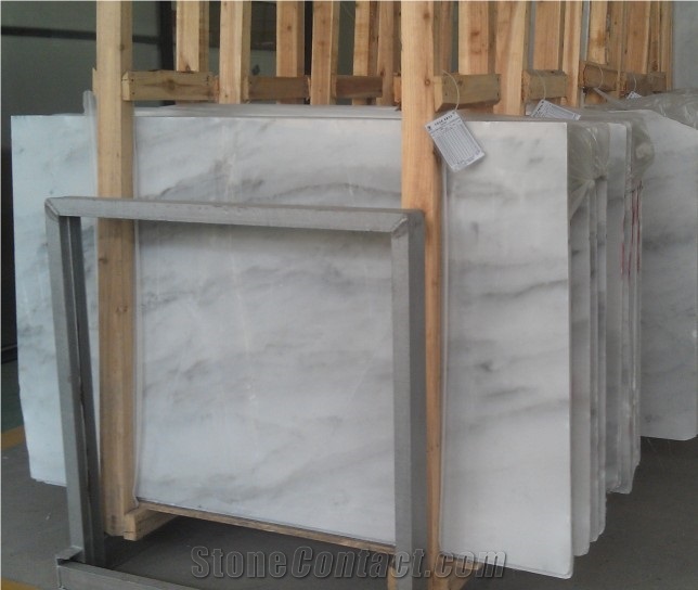 Han White Marble Slab with Small Grey Veins , China White Marble