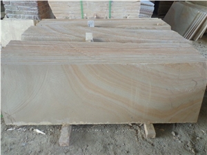 Factory Yellow Wood Veins Sandstone Slabs, China Yellow Sandstone