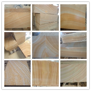 Yellow Wood Veins Sandstone Slabs & Tiles, China Yellow Sandstone