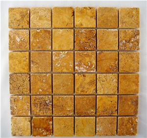 Exotic Gold Travertine Mosaics, Tumbled Stone
