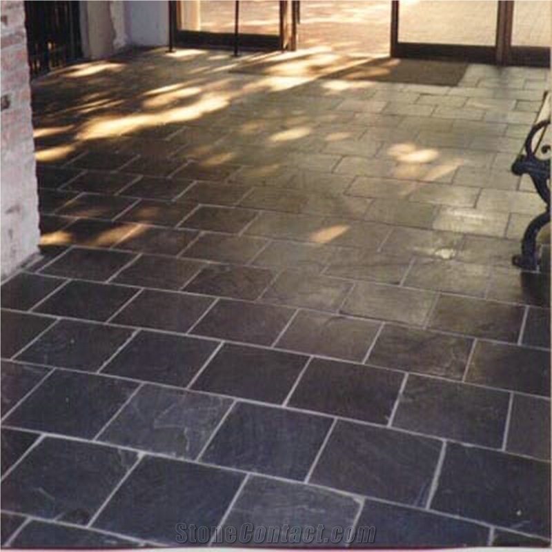 Natural Black Slate Flooring Tiles, Black Flooring Slate, Jiujiang Black Slate