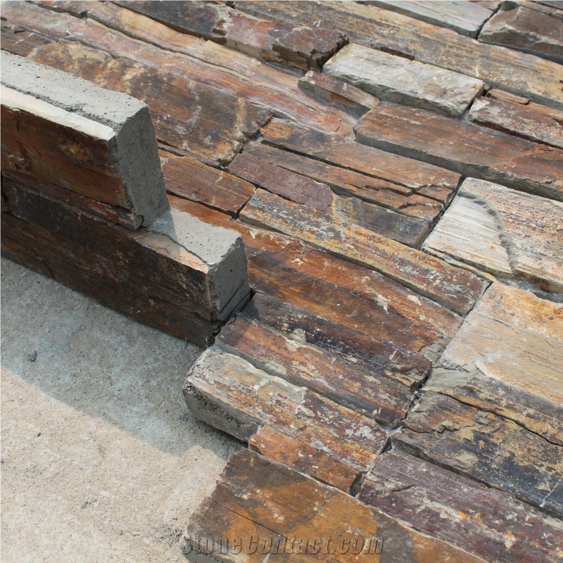 Rusty Slate Cement Ledgestone Wall Panel, Hebei Rusty Slate Cultured Stone