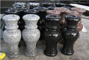 Shanxi Black Vase for Tombstone, Black Granite Urn, Vase & Bench