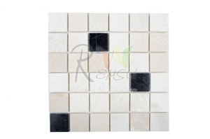 Bottocuno Black Mix, Travertine Marble Mosaic