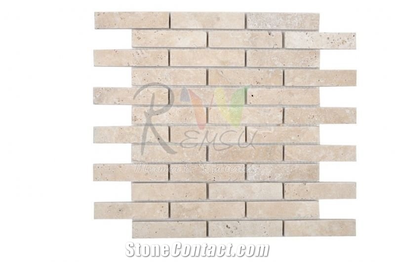 Brick Classic Tumbled , Classic Turkish Travertine Mosaic