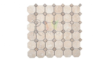 Classic Octagon Mosaic Tile,Travertine Octagon Mosaic