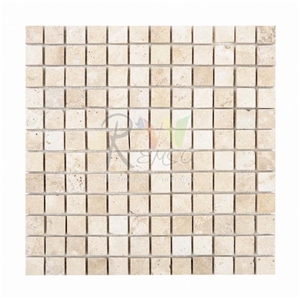 Classic Tumbled Mosaic, Beige Travertine Tumbled Mosaic