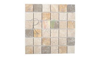 Mix Tumbled Travertine Mosaic