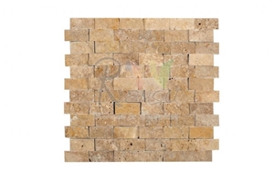 Noce Travertine Split Face Mosaic Wall Tiles