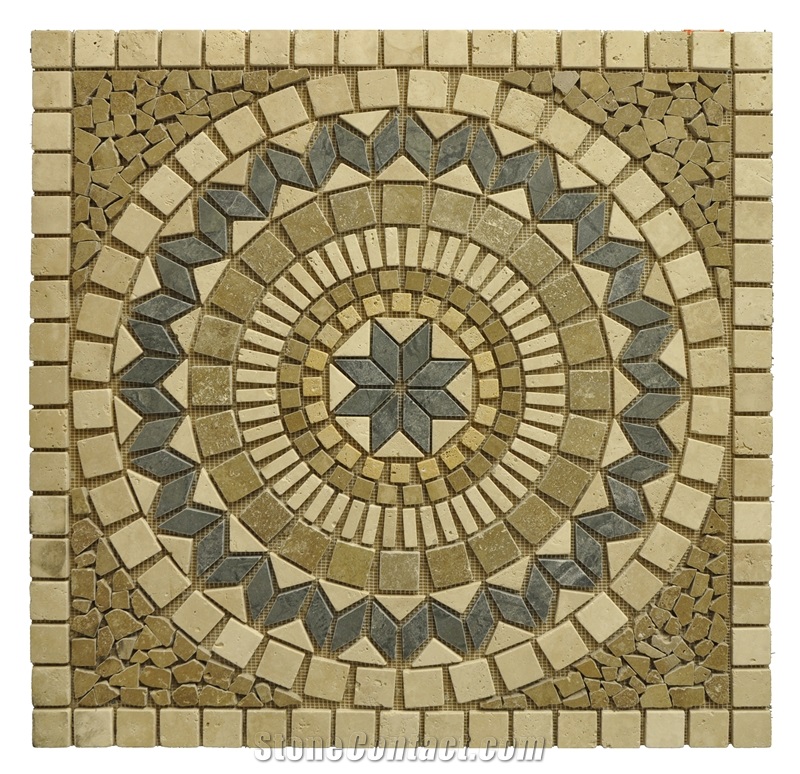 Travertine Mosaic Floor Medallion