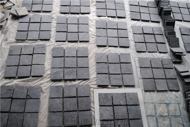 Black & Gold Slate Paving Stone with Mesh
