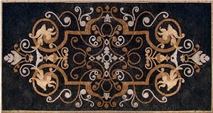 Black and Gold Decorative Rug Mosaic