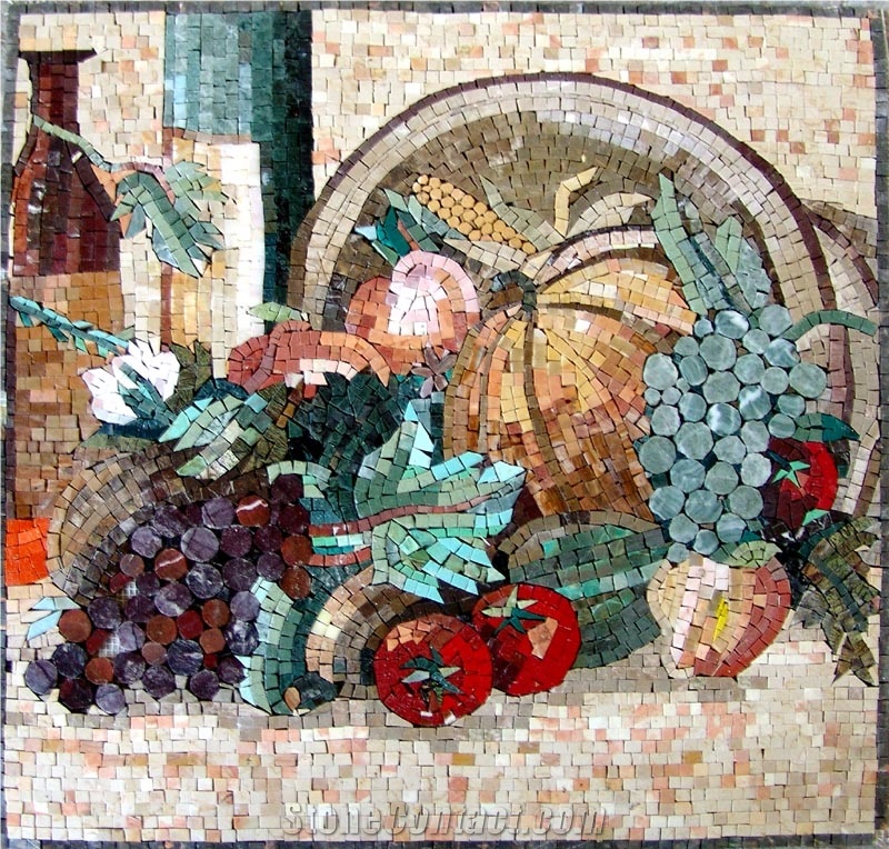 Colorful Fruits Mosaic Backsplash