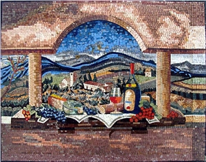 Colorful Kitchen Tuscan Custom Mosaic Backsplash