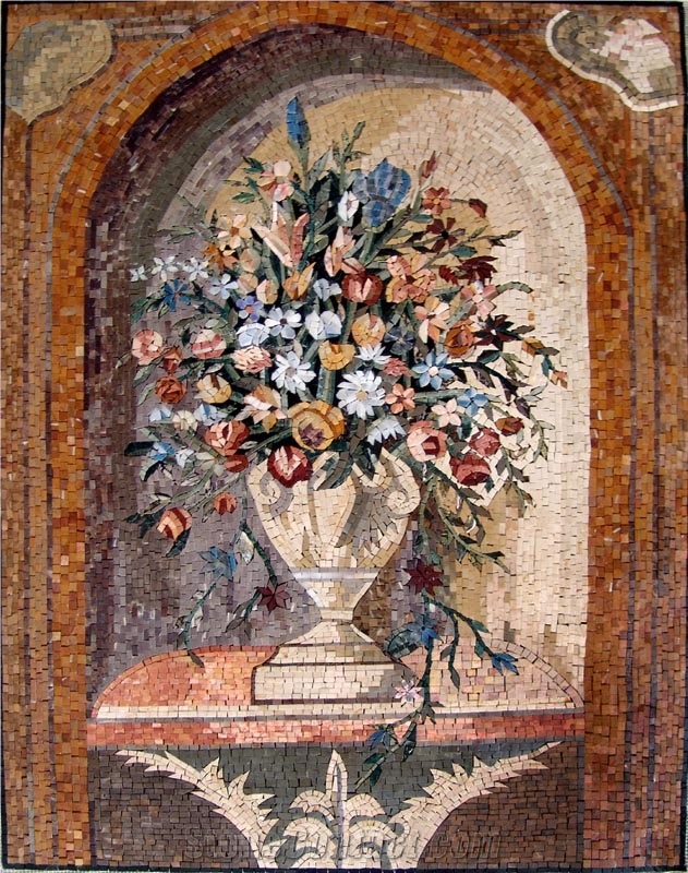 Floral Bouquet Mosaic Marble Work