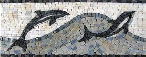 Marble Dolphins Mosaic Border