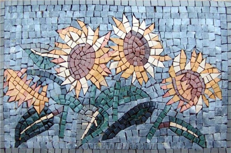 Sunflowers Marble Mosaic Accent