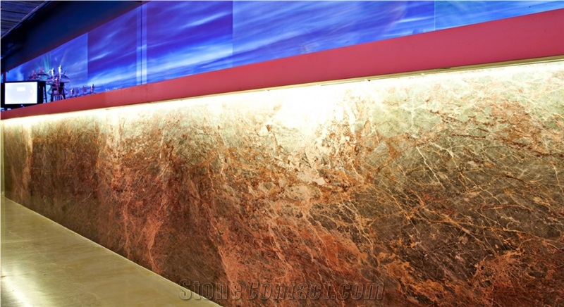 Brown Marble Reception Counter and Panel