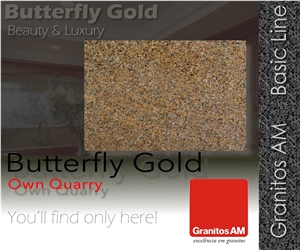 Butterfly Gold Granite Slabs & Tiles, Brazil Yellow Granite