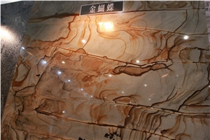 Golden Butterfly Marble Slabs, Brazil Yellow Marble