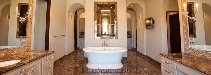 Marron Emperador Marble Bathroom Design