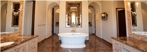 Marron Emperador Marble Bathroom Design
