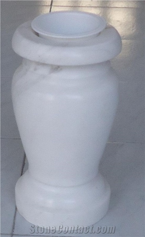 Monumental Vases - Crosses, Macedonian White Marble Monumental Vases
