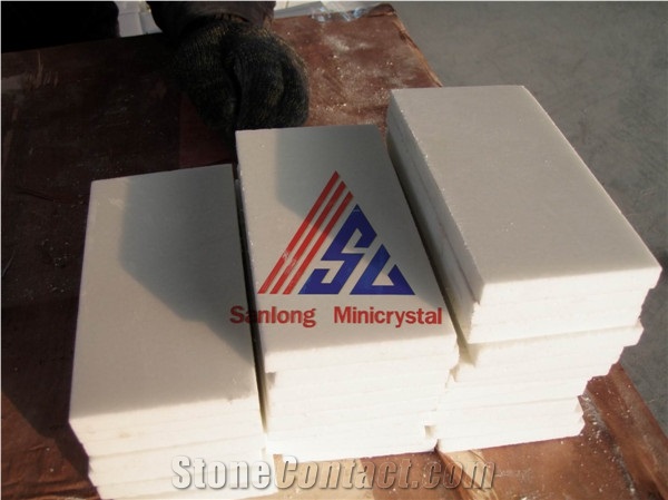 Pure White Artificial Crystallized Glass Stone Tiles