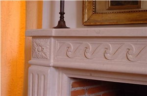 Handcarved Fireplaces, Beauharnais Beige Limestone Fireplaces