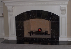 Natural Stone Carved Fireplace, Beige Limestone Fireplaces