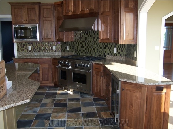 Residential Kitchen Multicolor Slate, Slate Floor Tiles Kitchen