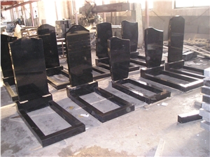 Headstones with Flower Bed,Black Granite Tombstone & Monument,China Black Granite Monuments