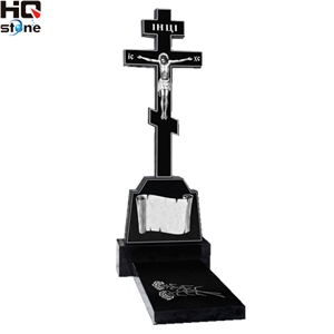 China Black Granite Monuments with Cross, Shanxi Black Granite Monuments