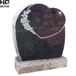 Upright American Monument with Carving Heart, Grey Granite Monuments