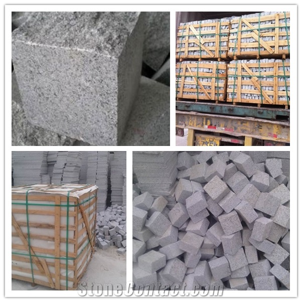 G603 Granite Cobbles,China Grey Granite Cube Stone