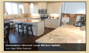 3cm Super White Quartzite Kitchen Countertops