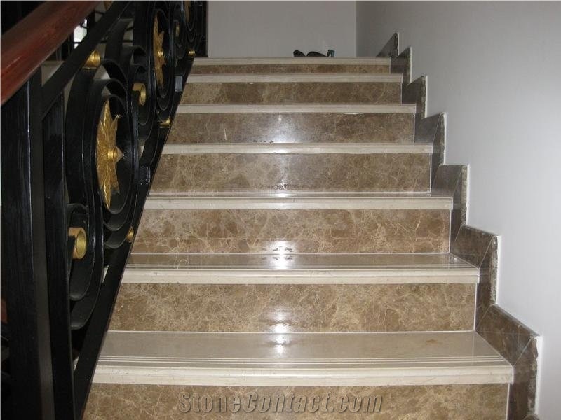 Emperador Light Marble Stairs and Steps,Yellow Marble Stairs and Steps,Inside Stone Stair and Step