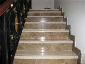 Emperador Light Marble Stairs and Steps,Yellow Marble Stairs and Steps,Inside Stone Stair and Step
