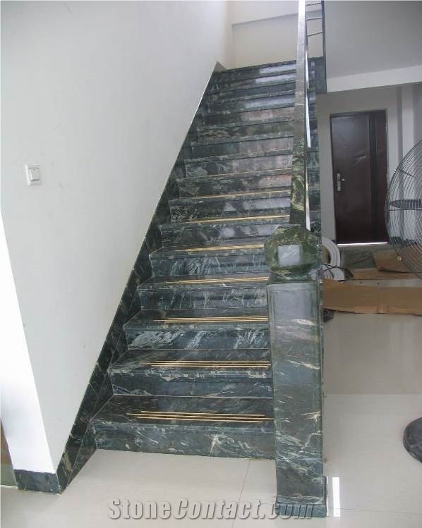 Green Marble Stairs and Steps,Inside Stone Stair and Step