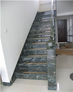 Green Marble Stairs and Steps,Inside Stone Stair and Step