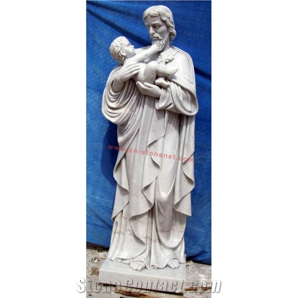 Jesus and Child Stone Statue,White Marble Sculpture,Figure Stone Carving