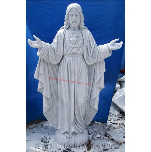 Jesus Garden Stone Statue,White Marble Sculpture,Figure Stone Carving