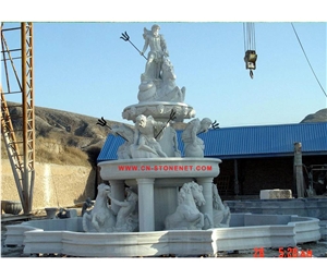 Large Outdoor Water Fountain in Gargen,Cl-Con002,Figure Statues( Poseidon Sculptures) White Marble Water Fountain