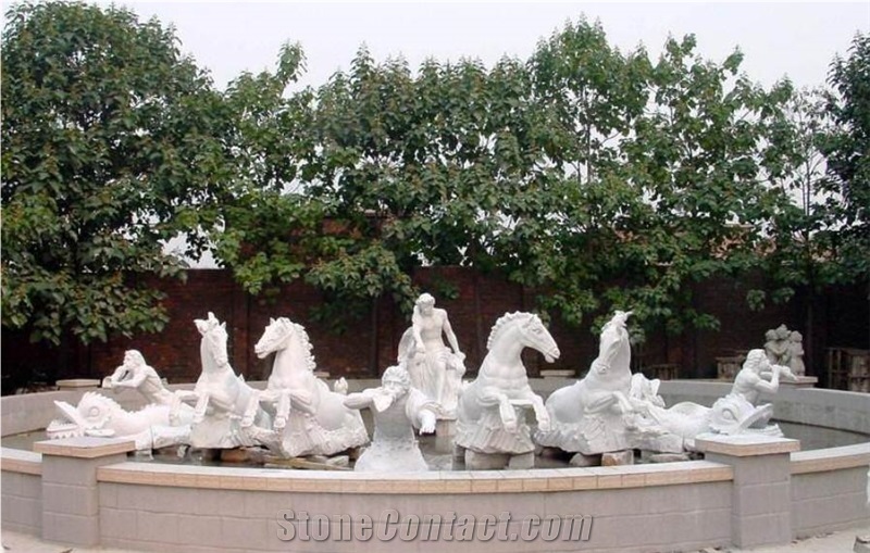 White Marble Carving Large Outdoor Water Fountains,Cl-Con008